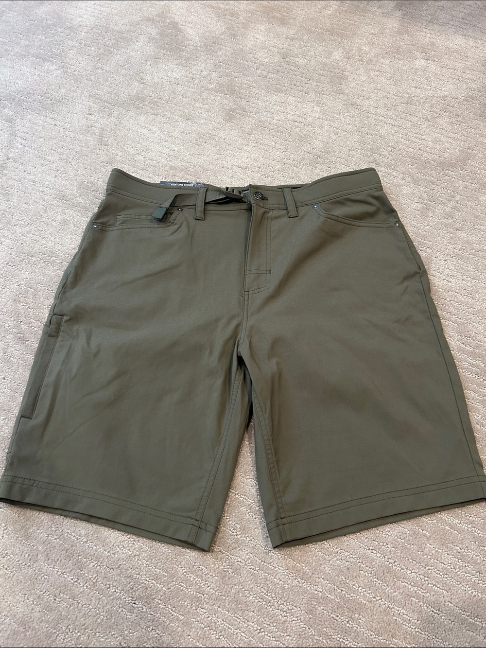 Gerry Weber Olive Stretch Performance Flat-Front Shorts